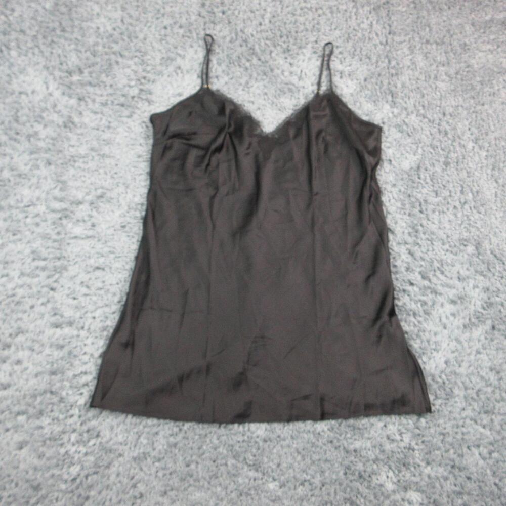 Victoria's Secret Slip Womens 16 Black Satin Full Slip Adjustable Strap NWOT